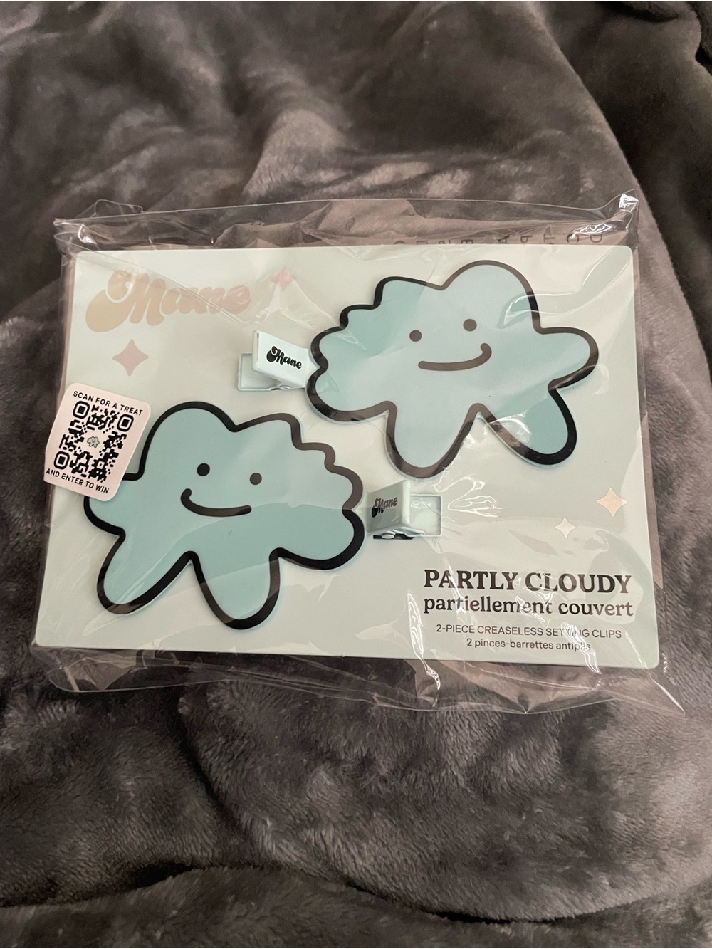 MANE Partly Cloudy Mint creaseless Hair Clips - 2 Pack NEW SEALED